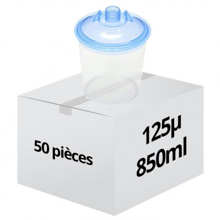 Kit 125µ 850ml 50 poches jetables et couvercles par kit + 1 godet rigide