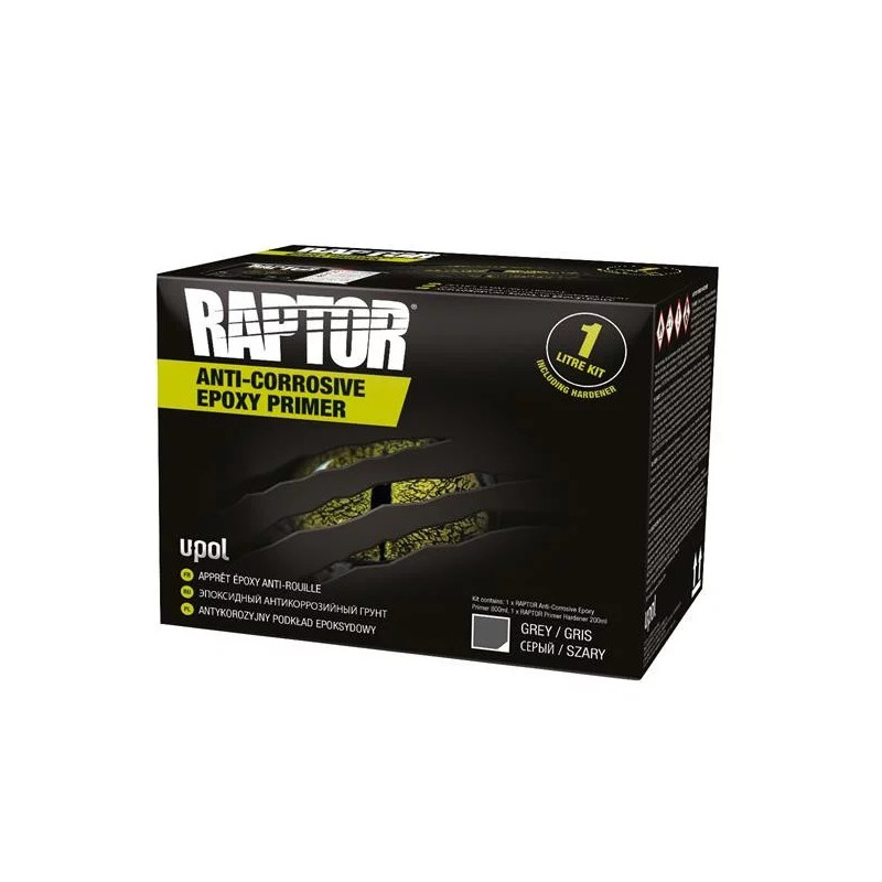 Apprêt époxy 2K U-POL Raptor – Gris 1000 ml – Protection antirouille longue durée